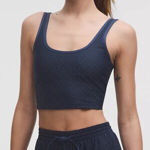 NWT Lululemon Textured Mesh Tennis Tank Top Cropped Women’s XL Club Blue
